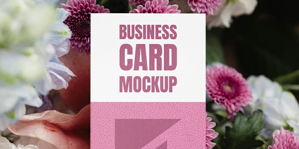 Business Card in Flowers Mockup