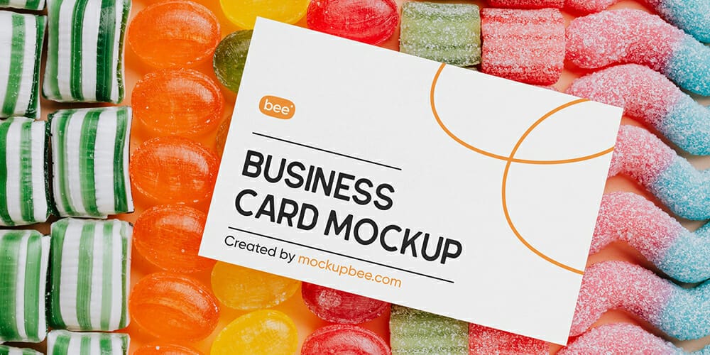 Business Card on Candies Mockup
