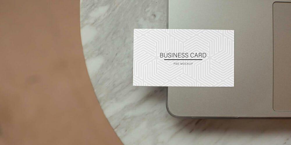 Business Card on Laptop Mockup