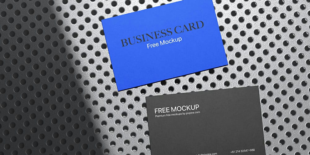 Business Card on Metal Background Mockup