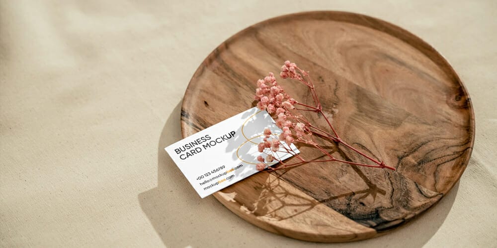 Business Card on Round Plate Mockup