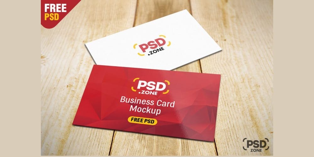 Business Card on Table Mockup PSD