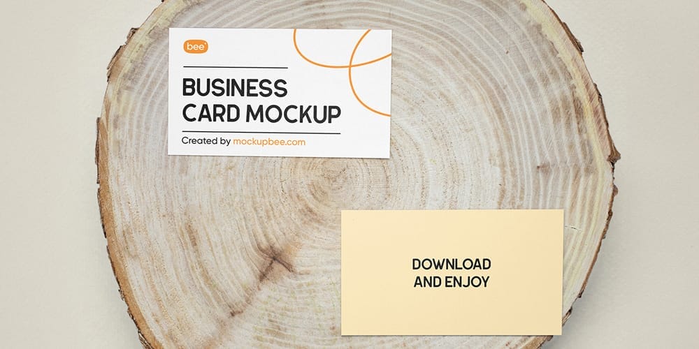 Business Card on Wood Mockups