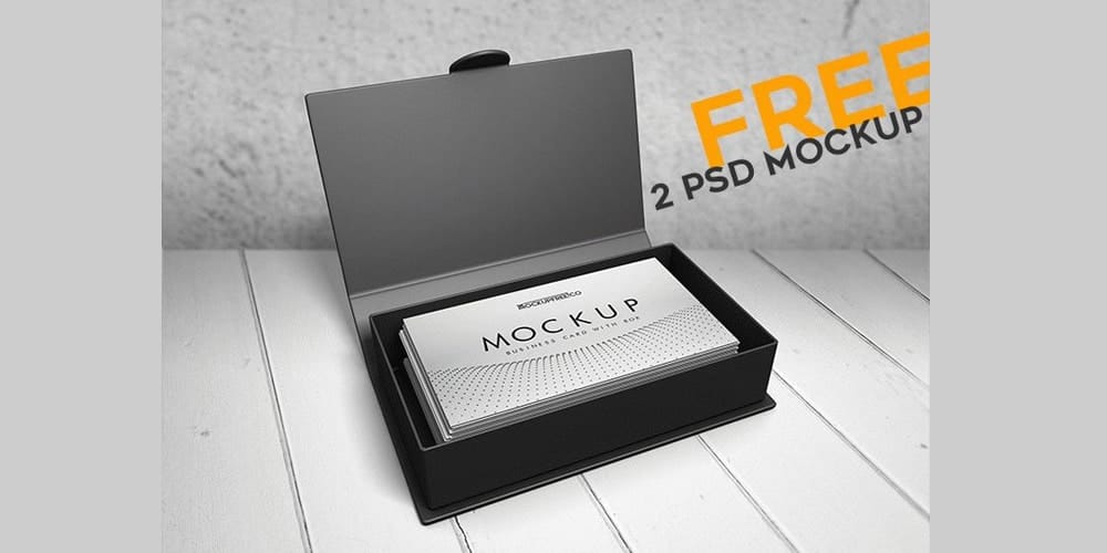 Business Card with Box Mockup