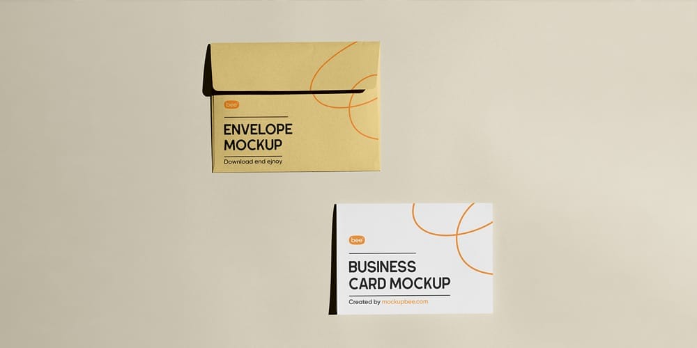 Business Card with Envelope Mockup PSD