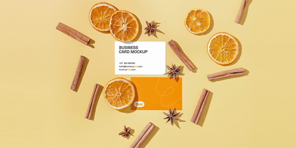 Business Card with Fruit and Spice Mockups
