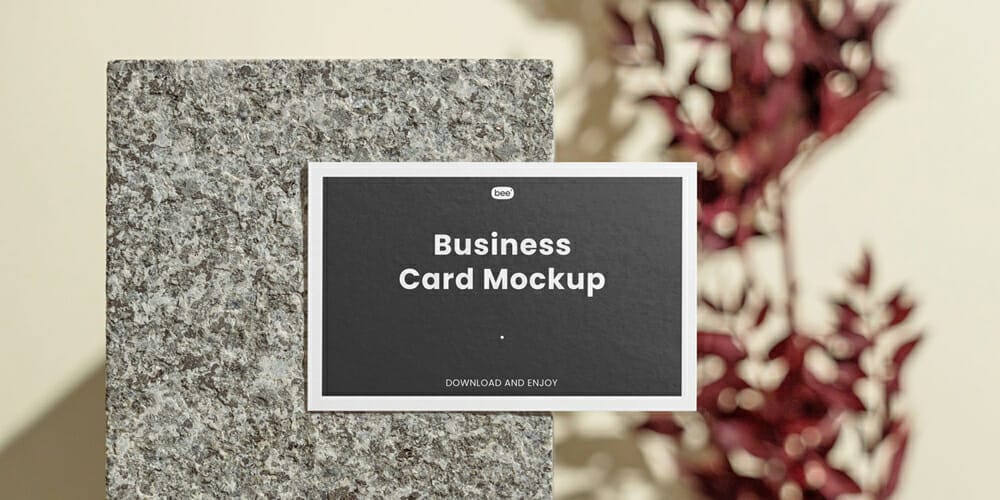 Business Card with Granite Block Mockup