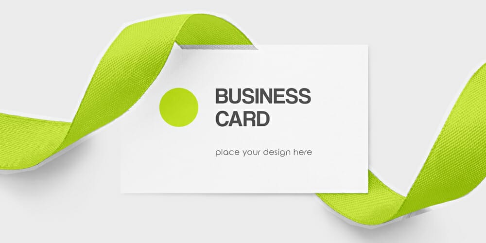 Business Card with Ribbon Mockup