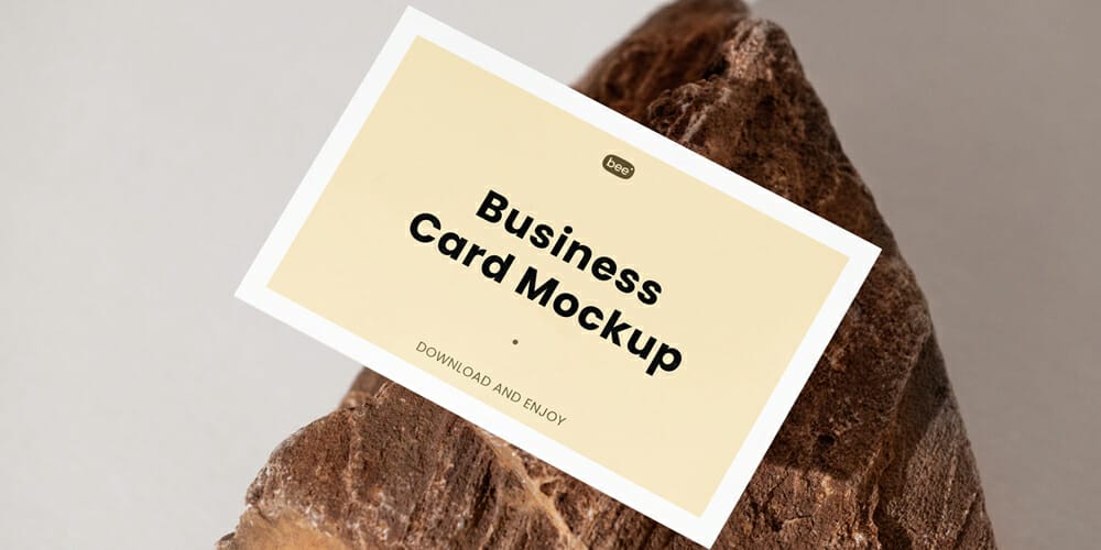 Business Card with Stone Mockup