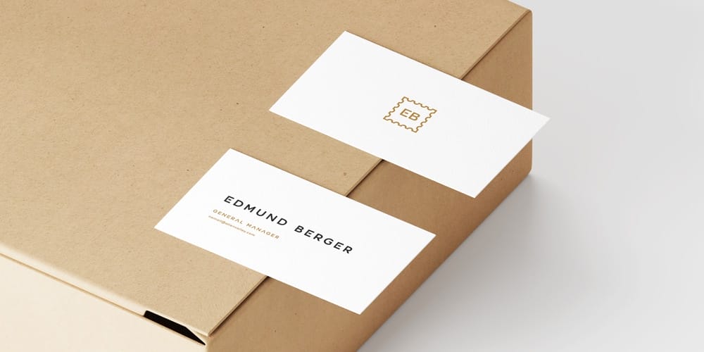 Business Cards Mockup On Box