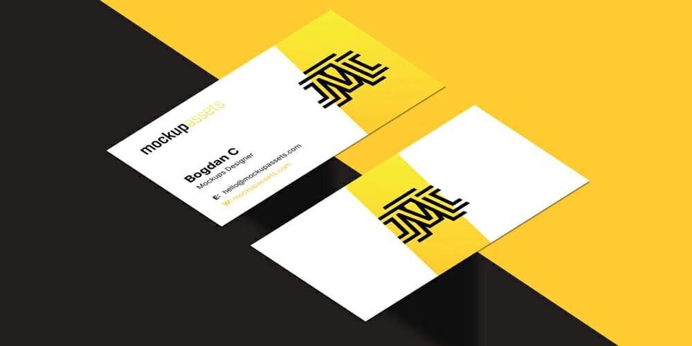 Business Cards Mockup on 2 Colors Background