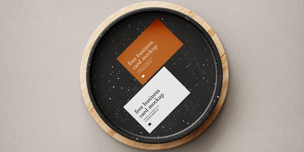 Business Cards Mockup on a Wooden Bowl