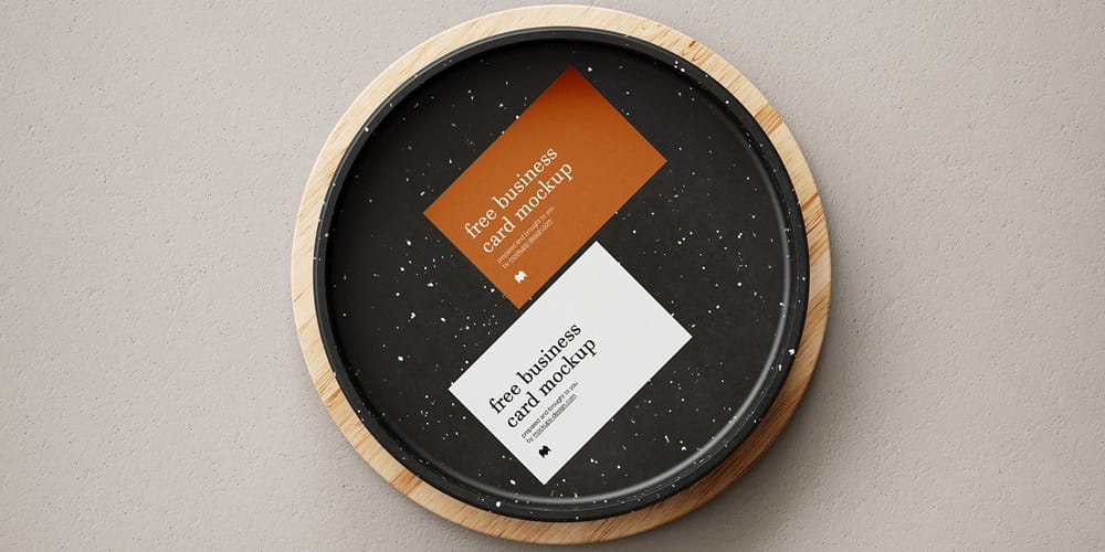 100+ Free Business Card Mockups PSD 83 Business Cards Mockup on a Wooden Bowl