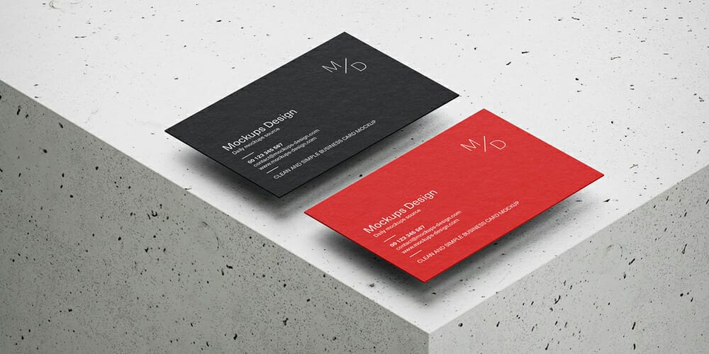 100+ Free Business Card Mockups PSD 200 Business Cards on Concrete Cube Mockup