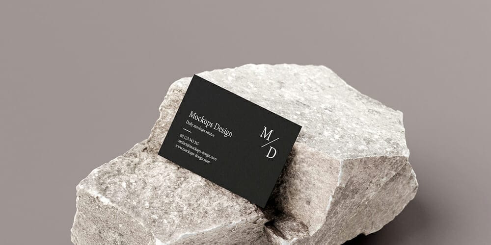 Business Cards on Stone Mockup