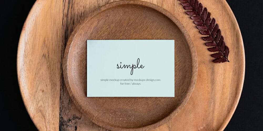 100+ Free Business Card Mockups PSD 172 Business Cards on Wood Tray Mockup