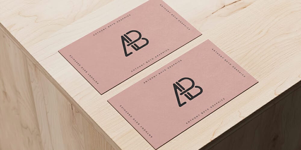 Business Cards on Wooden Box Mockup
