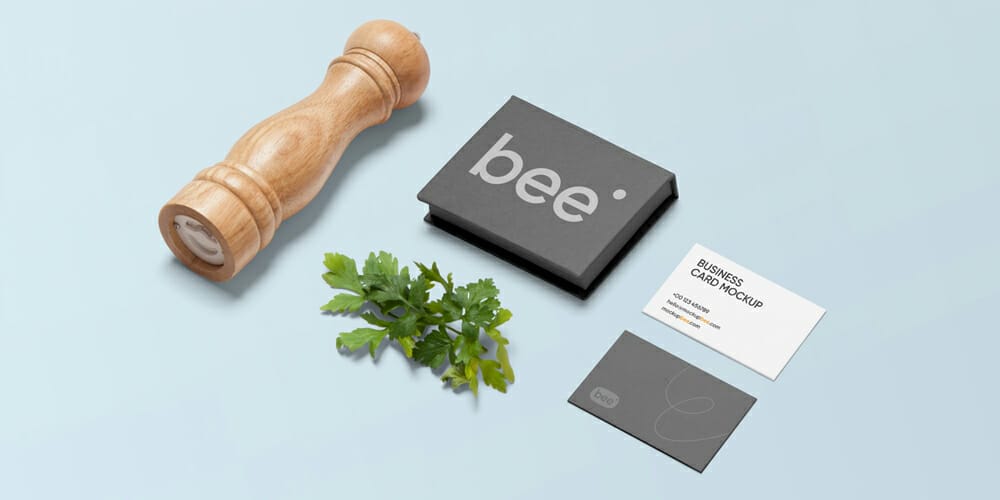 Business Cards with Box Mockup
