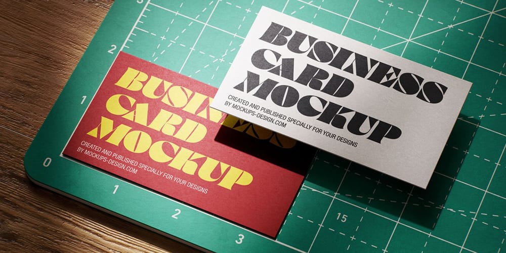 Business card on Cutting Matt Mockup PSD