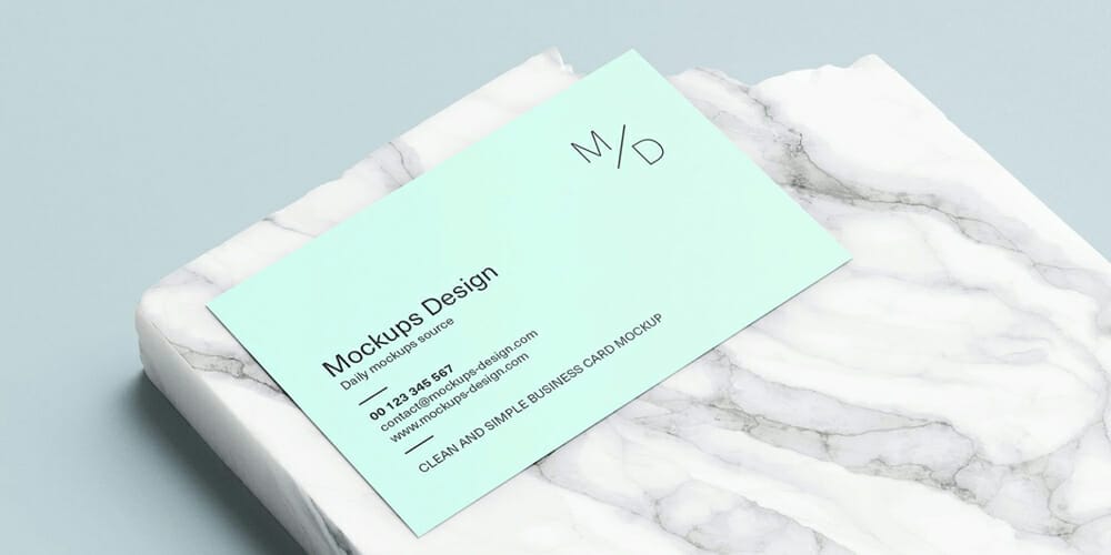  Business card on marble mockup