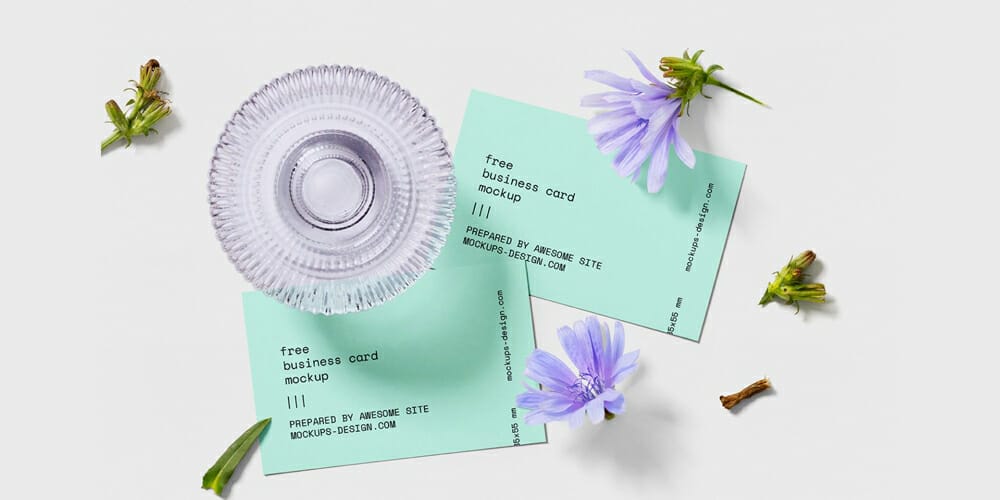 100+ Free Business Card Mockups PSD 74 Business card with flowers mockup