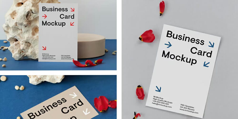 Card with Flower on Table Mockups