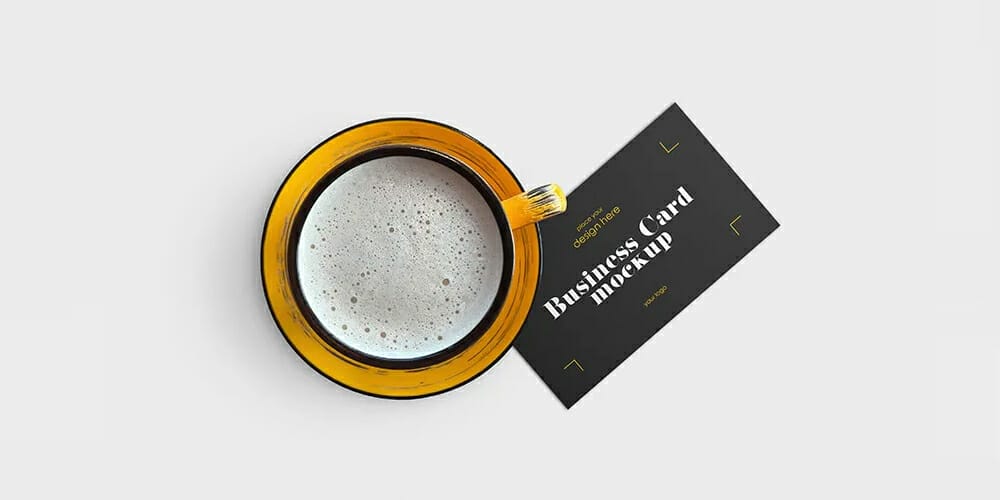 Coffee Mug with Professional Business Card Mockup