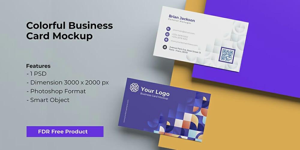 100+ Free Business Card Mockups PSD 155 Colorful Business Card Mockup