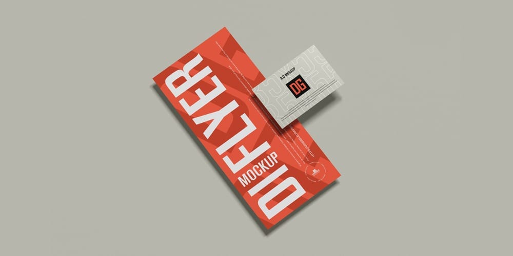 Dl Flyer with Business Card Mockup