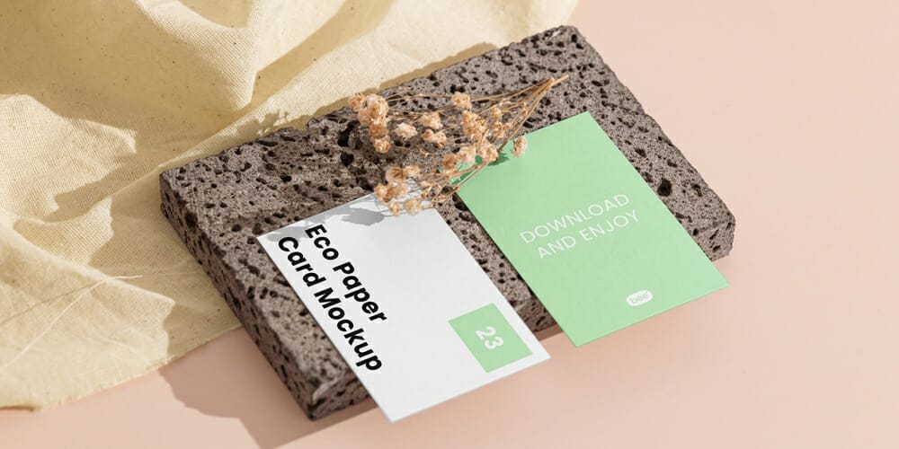 Double Business Card on Brick Mockups