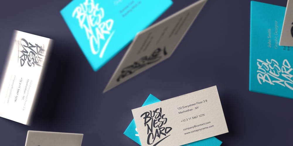 100+ Free Business Card Mockups PSD 114 Falling Business Card Mockup