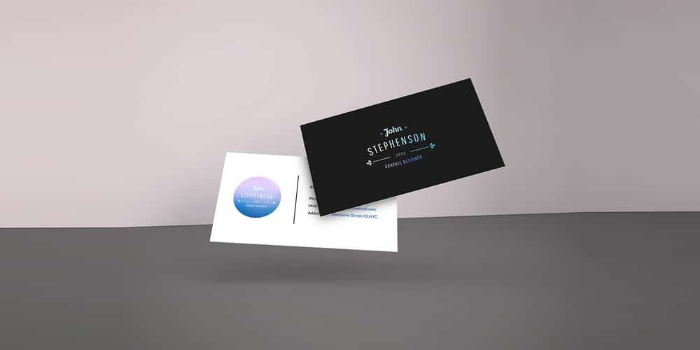Falling Business Cards Mockup PSD