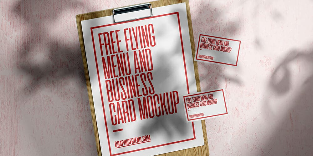 Flying Menu and Cards Mockup