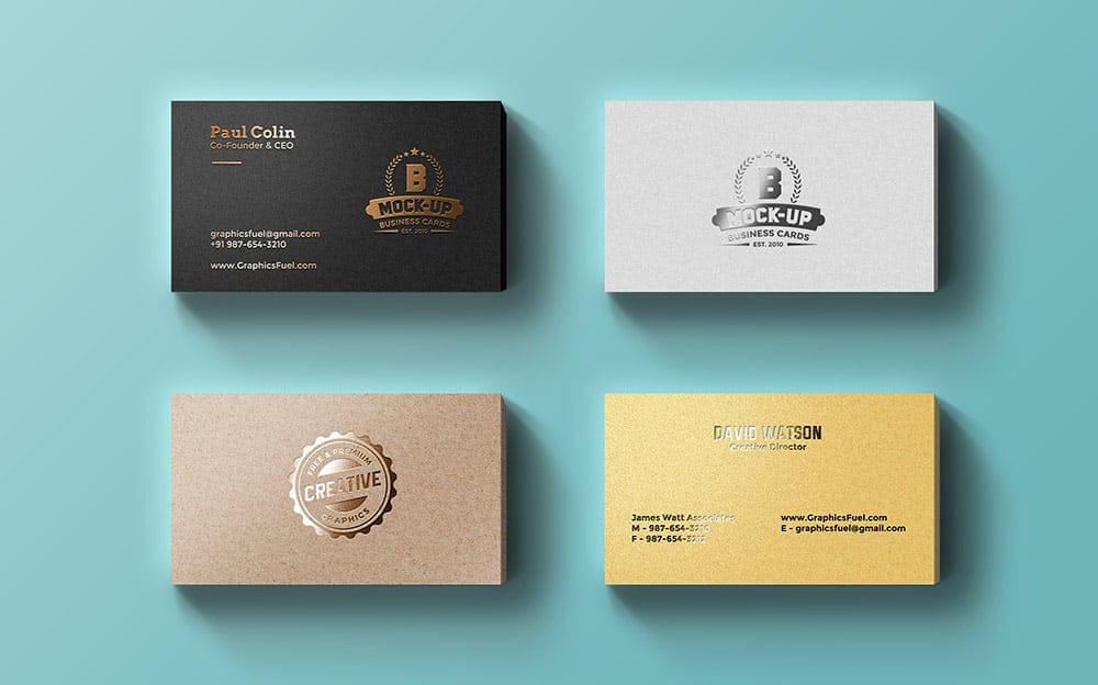 Foil Business Cards Mockup PSD