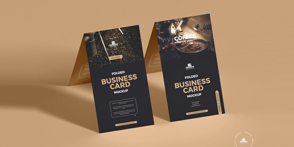 Folded Business Card Mockup