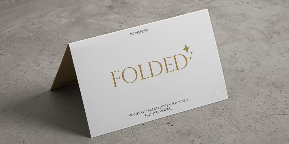 Folded Invitation Card Identity Mockup PSD