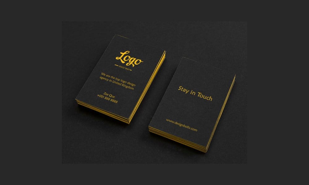 Free Black Vertical Business Card Mock-up PSD