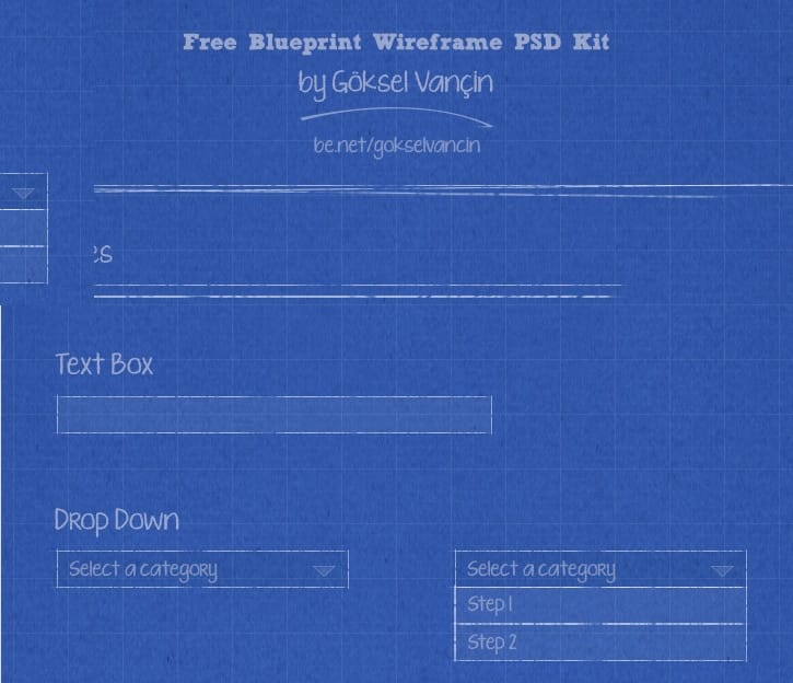 Free Blueprint Wireframe Kit PSD