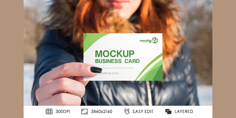 Free Business Card in Hand PSD MockUps in 4k