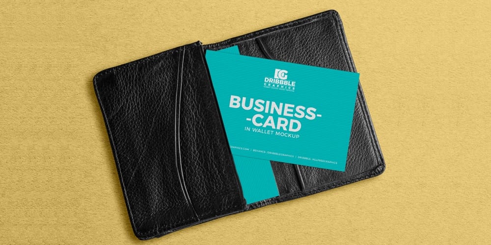 Free Business Card in Wallet Mockup