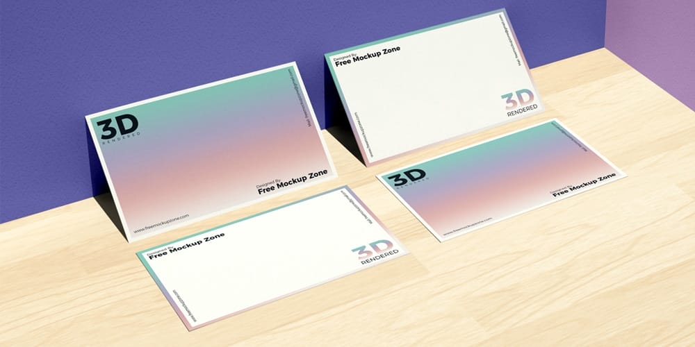 Free Business Card on Wooden Floor Mockup