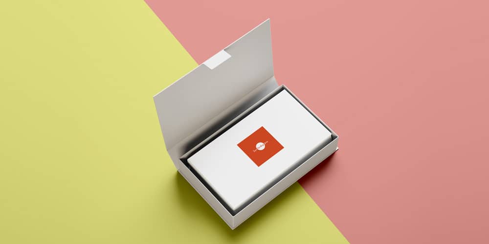 Free Business Cards in Box Mockup PSD