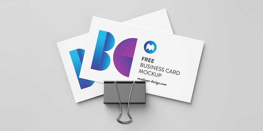 Free Business Cards with Foldback Clip Mockup PSD