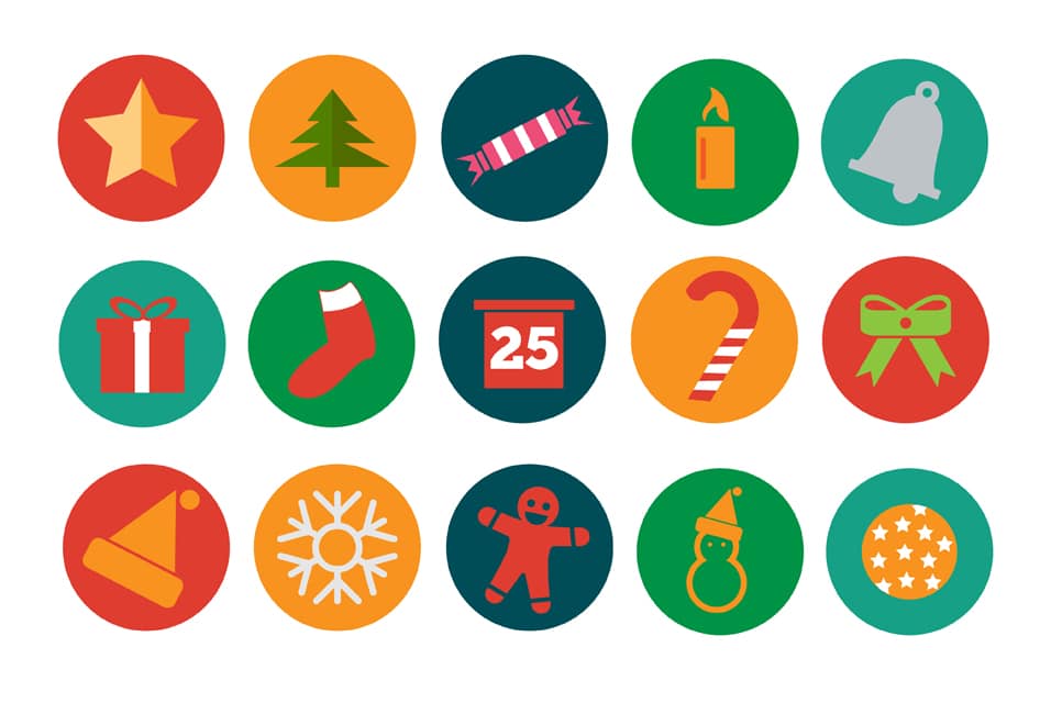 Free Christmas Flat Icons PSD