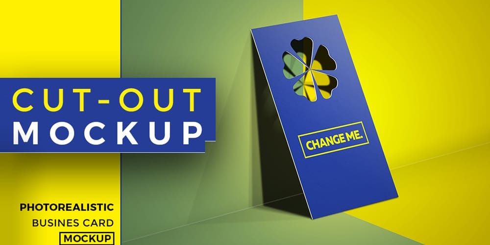 Free Cut out Business Card Mockup