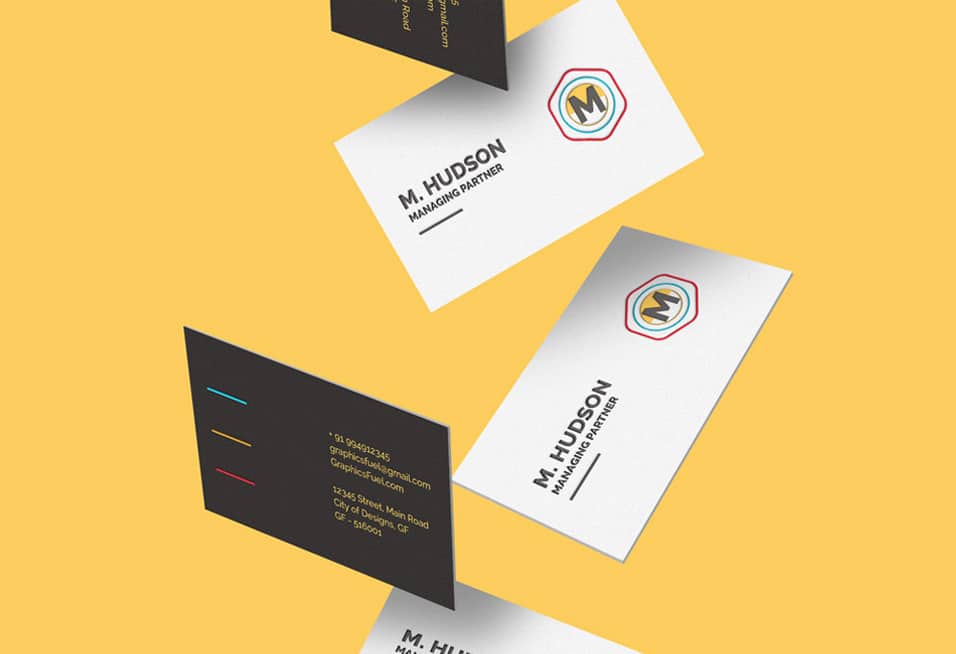 Free Falling Business Cards Mockup PSD