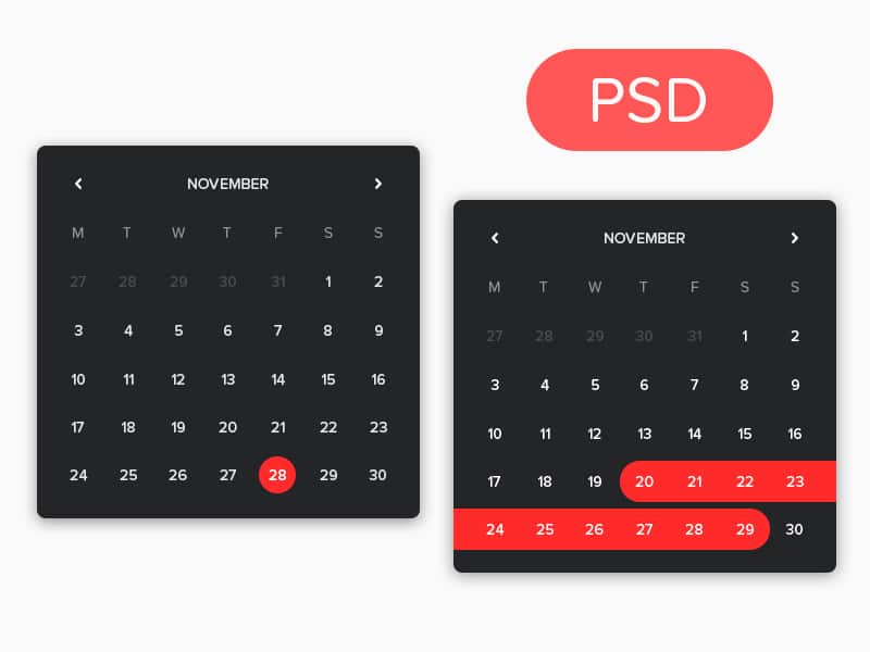 Free Flat Calendar PSD