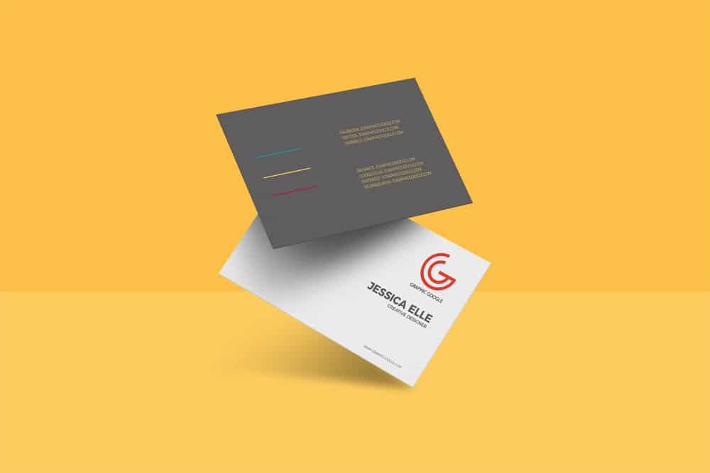 Free Floating Business Card Mockup