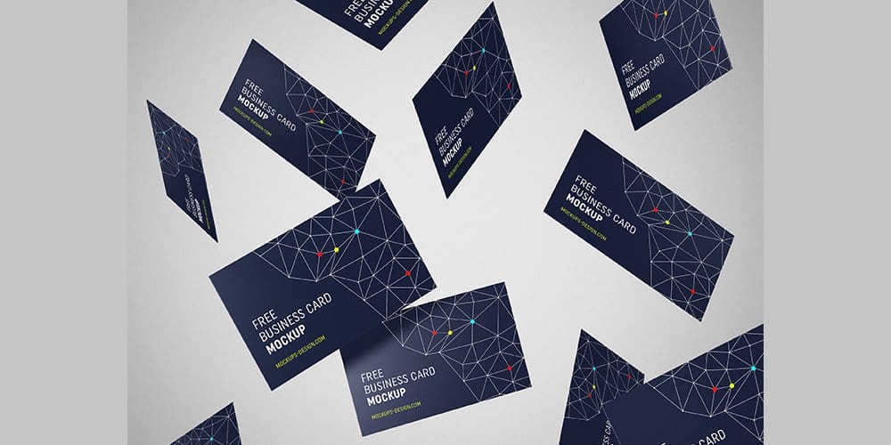 Free Flying Business Cards Mockup