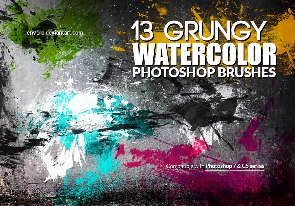 Free Grungy Watercolor Photoshop Brushes